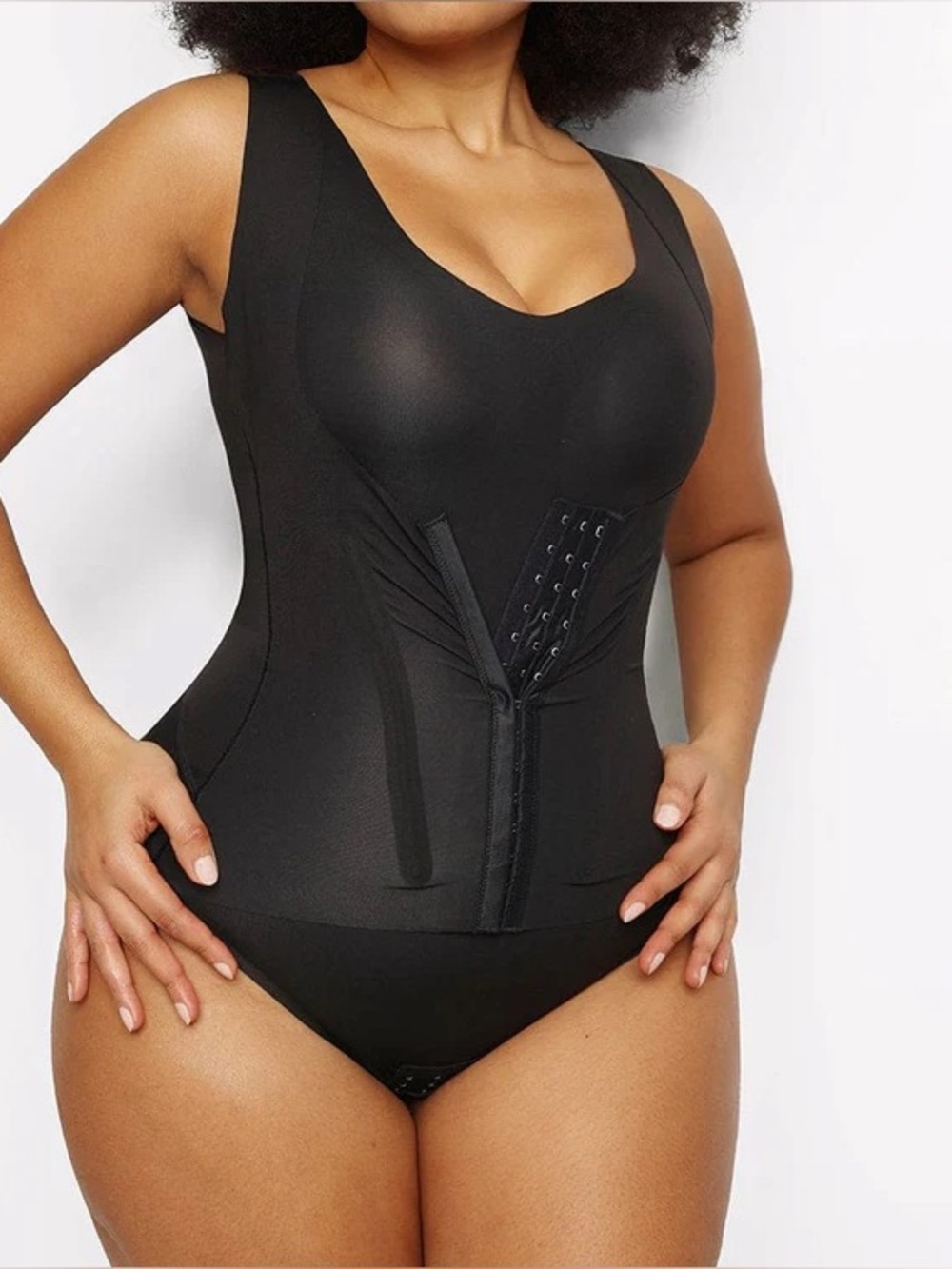 NWT SHAPELLX SIZE L Cream Touch 3 In 1 Shaping Tank Brief Bodysuit black